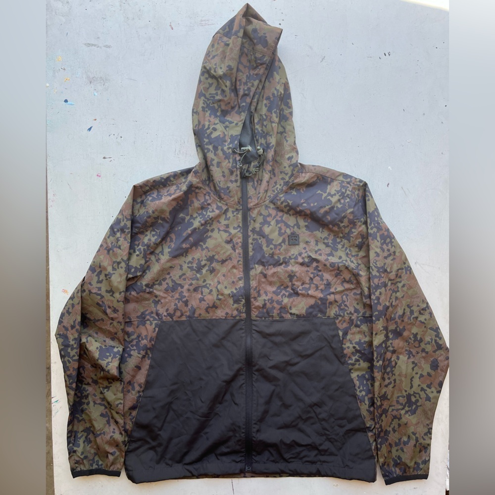 Men's Billabong Jacket Camo Recycler Adventure Woodlands L Zip Surf Beach Pack